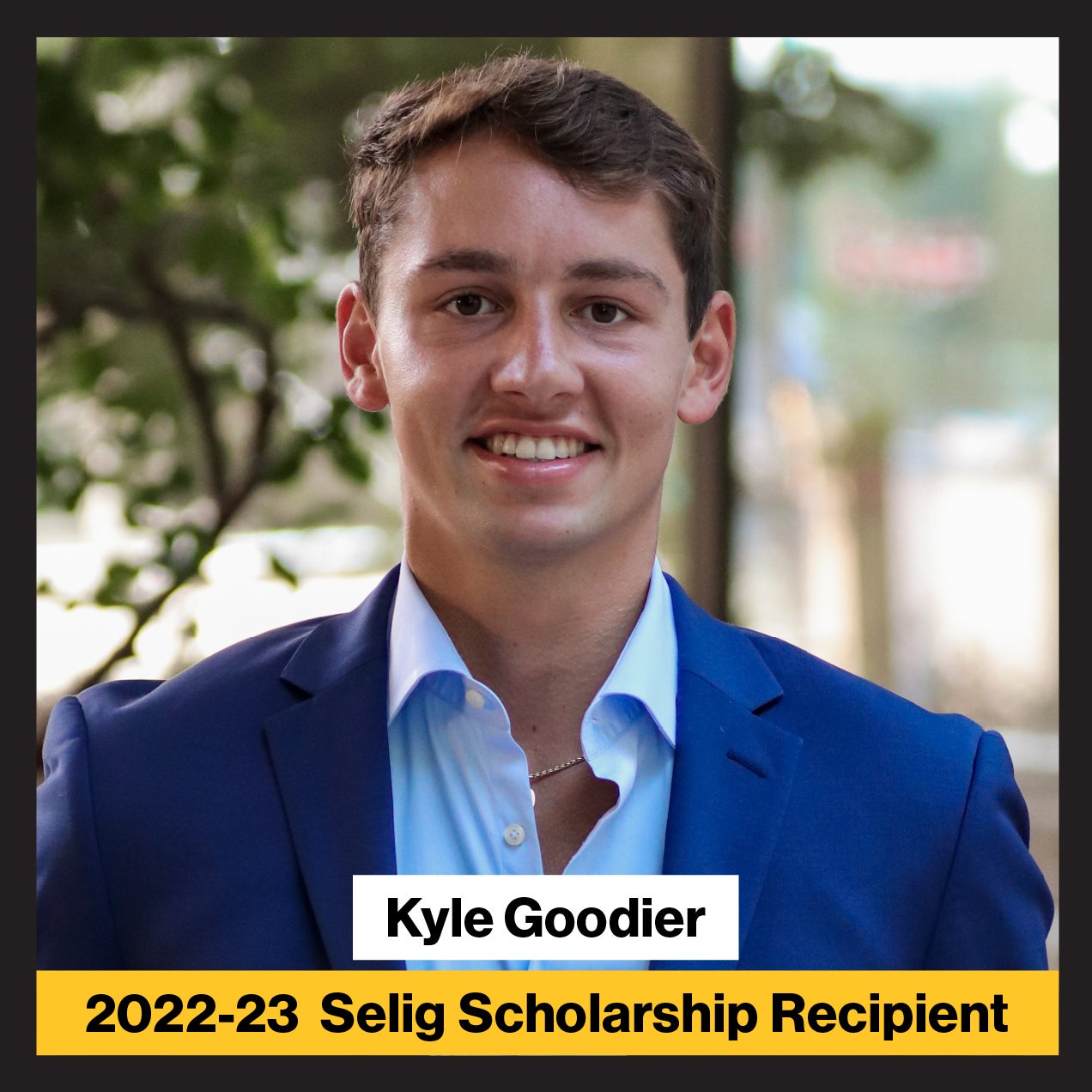 Headshot of Kyle Goodier, the 2022-2023 Selig Scholarship recipient