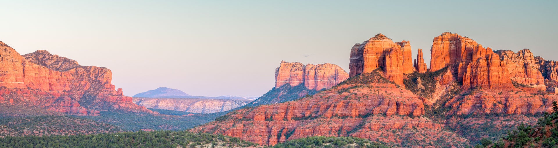 View of the red and orange canyons at Red Rock State Park in Sedona, Arizona.