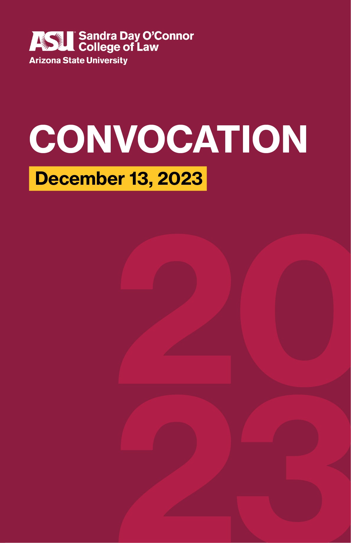 Convocation program from Fall ceremony on December 13, 2023
