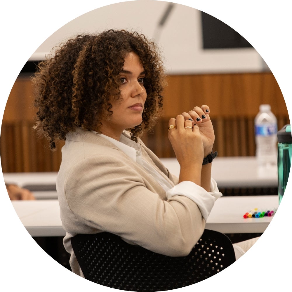 A student listens attentively in class