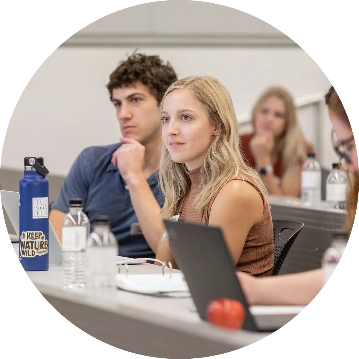 two ASU Law students in a classroom