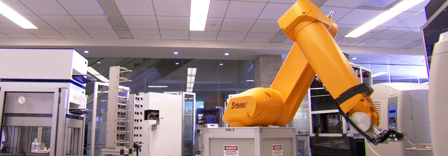 Large yellow robotic tool in a science law