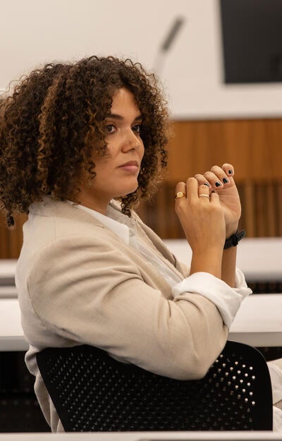 A student listens attentively in class