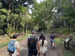 students on walking trail