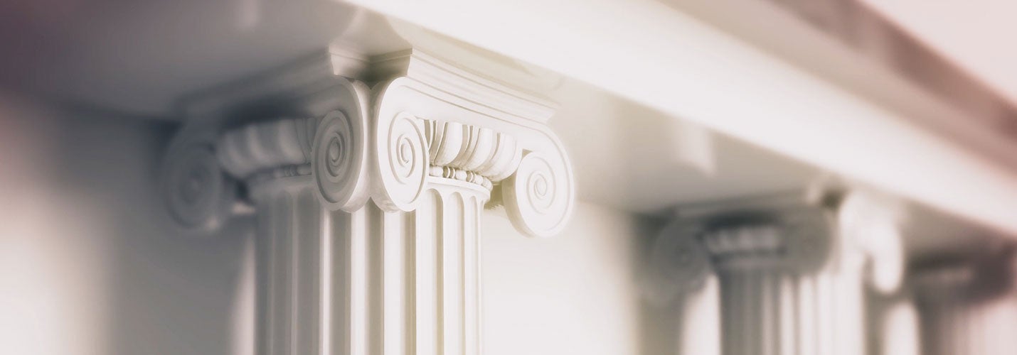 Close up of a decorated white column